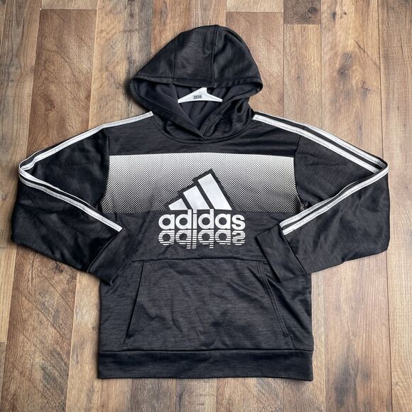Adidas Hoodie‎ Boys Medium Black Athletic Training Running Fitness Soccer 2535 - Picture 1 of 15